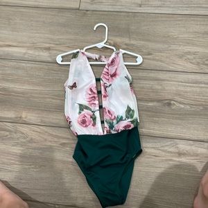 floral and green base sokali leotard